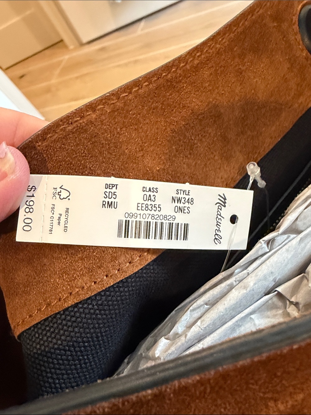 Madewell Chestnut Suede Shoulder Bag with Black Strap - Picture 8 of 8